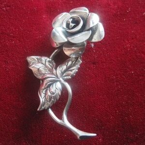 VINTAGE BEAU Beaucraft Sterling Silver Rose Pin/ Brooch Boutonniere / Corsage